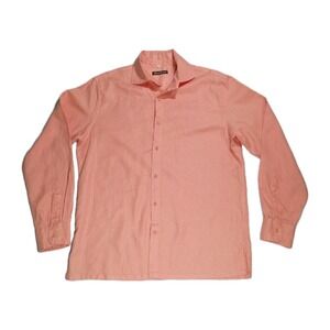 Island Importer Shirt Mens Medium Blue 100% Linen Long Sleeve Button Up Casual